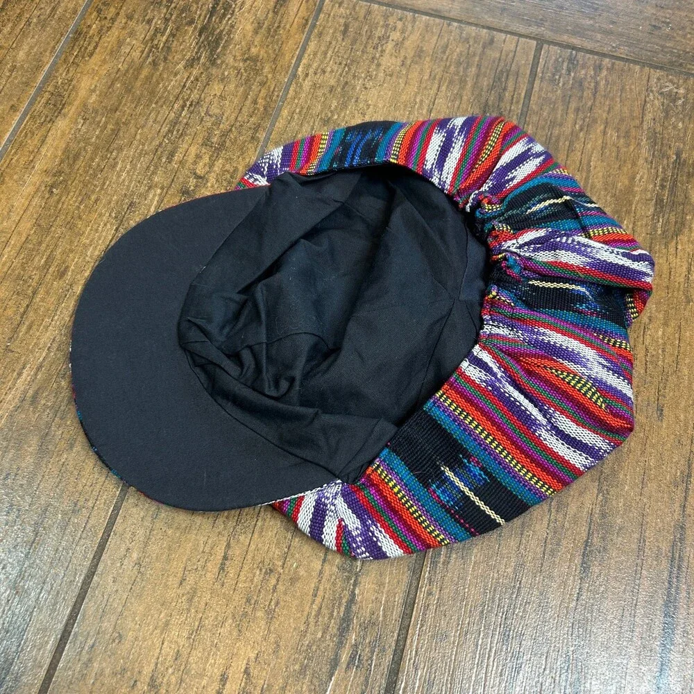 Guatemalan Hand Woven  Newsboy  Gatsby Rasta Hat Boho Hippie - Picture 4 of 7